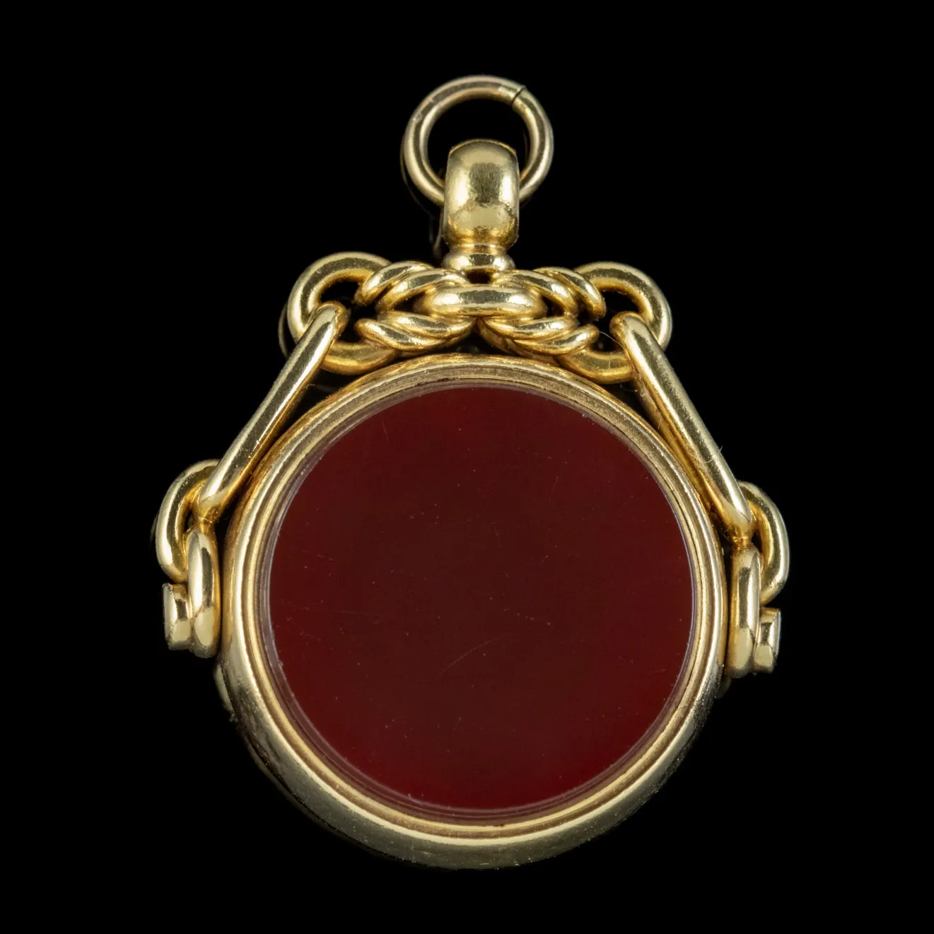 Antique Victorian Fob Pendant Jasper Carnelian 18Ct Gold Circa 1870