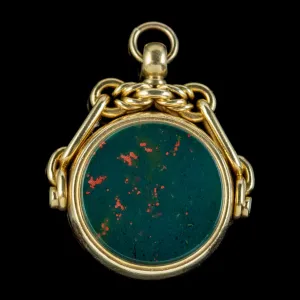 Antique Victorian Fob Pendant Jasper Carnelian 18Ct Gold Circa 1870