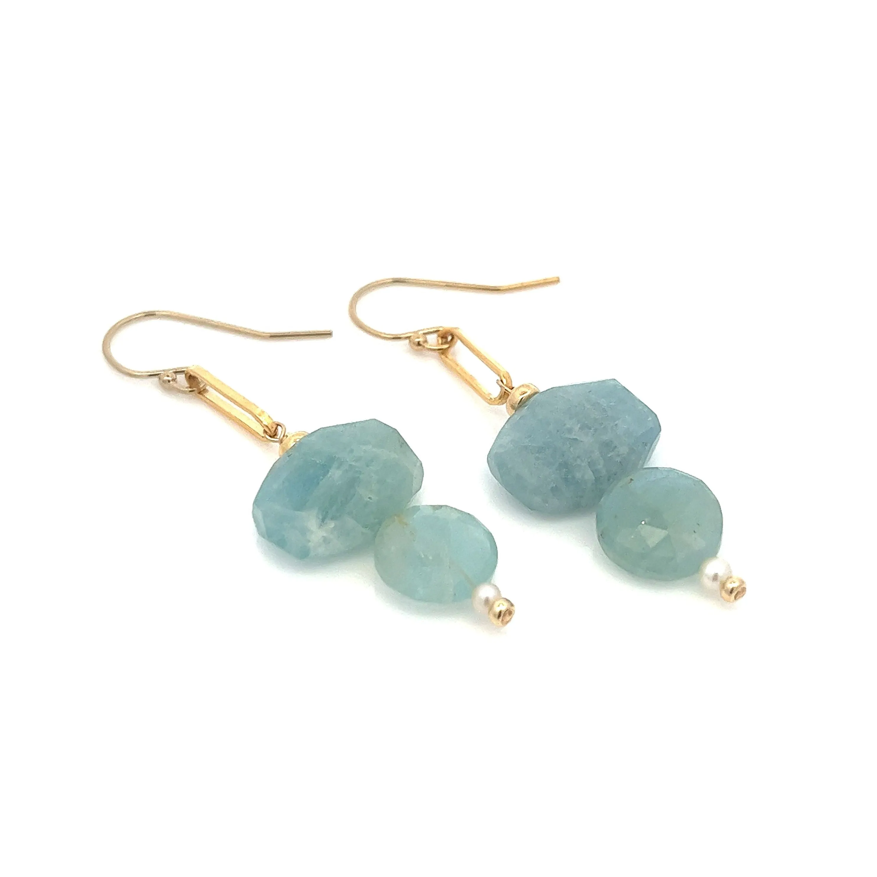 aquamarine duo drop earrings