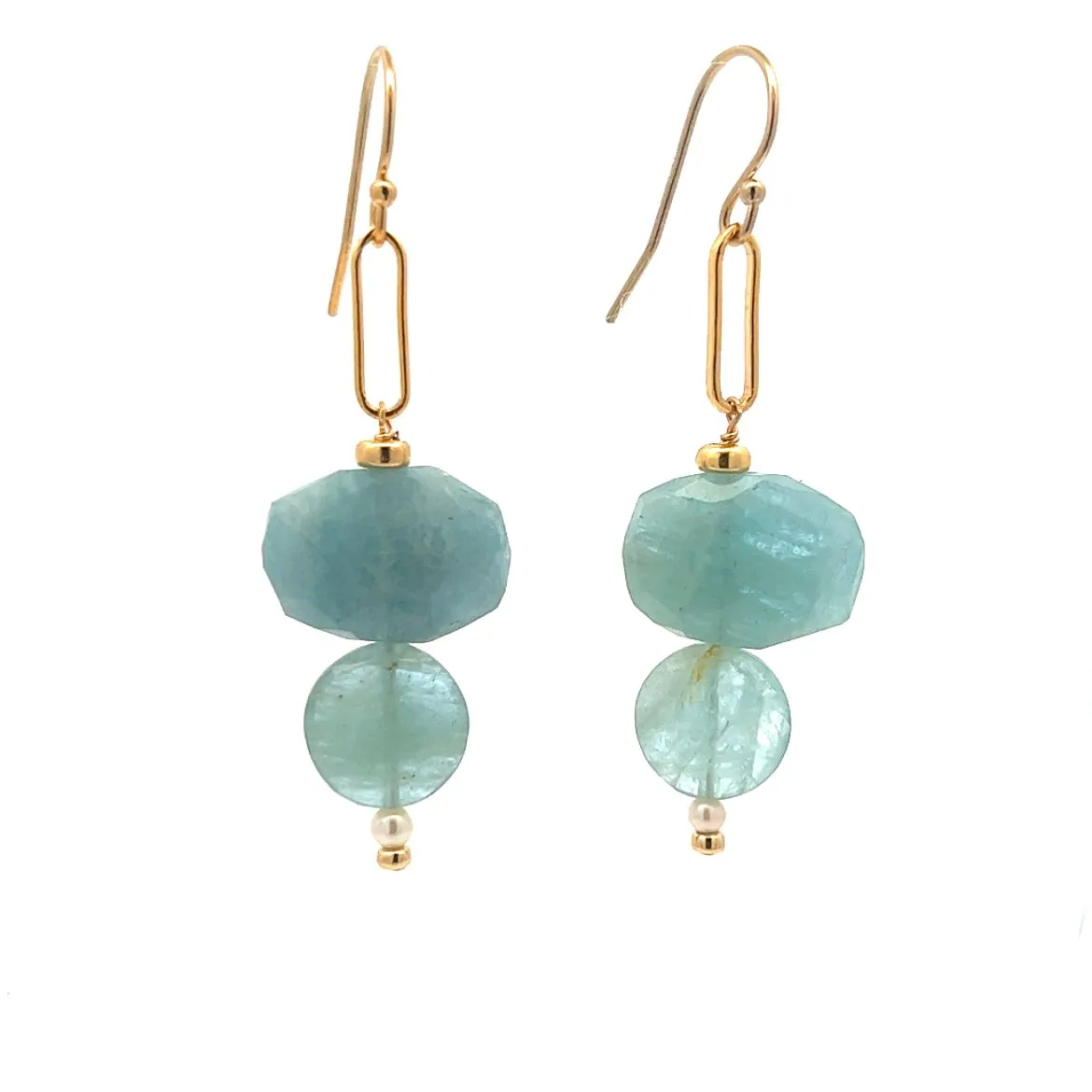 aquamarine duo drop earrings