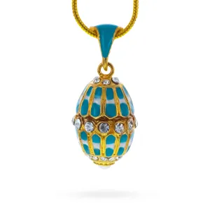 Aquamarine Enamel Royal Egg Pendant Necklace