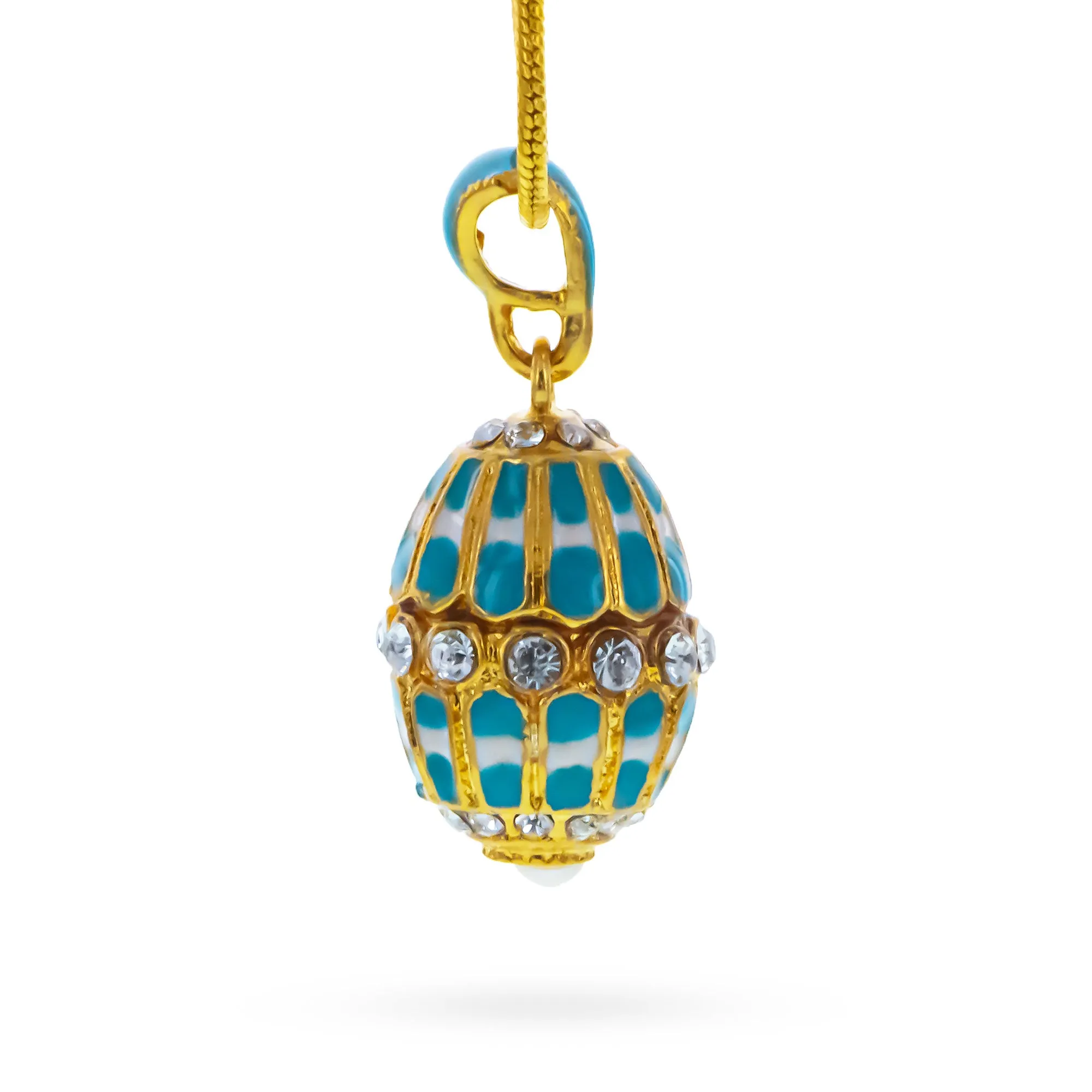 Aquamarine Enamel Royal Egg Pendant Necklace