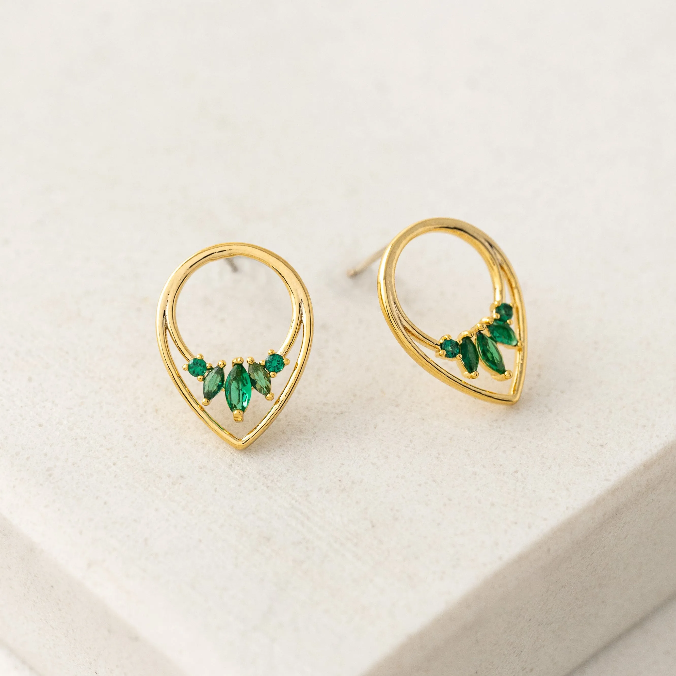 Aria Emerald Stud Earrings