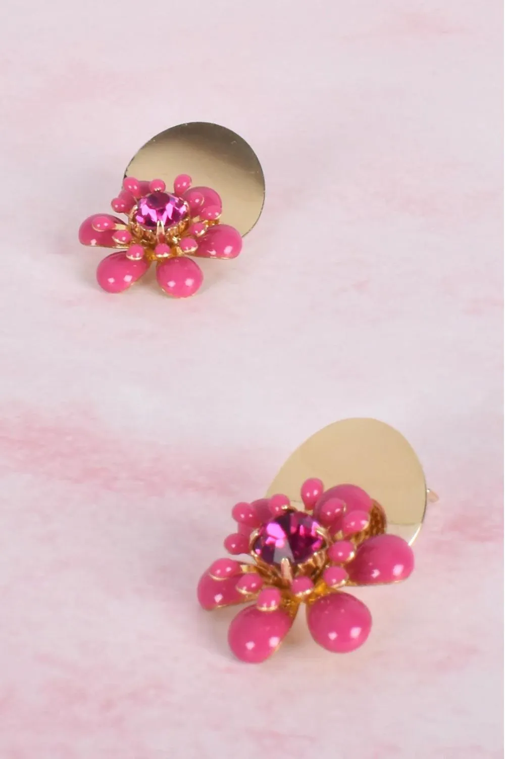 Audrey Resin Mix Flower Stud | Fuschia