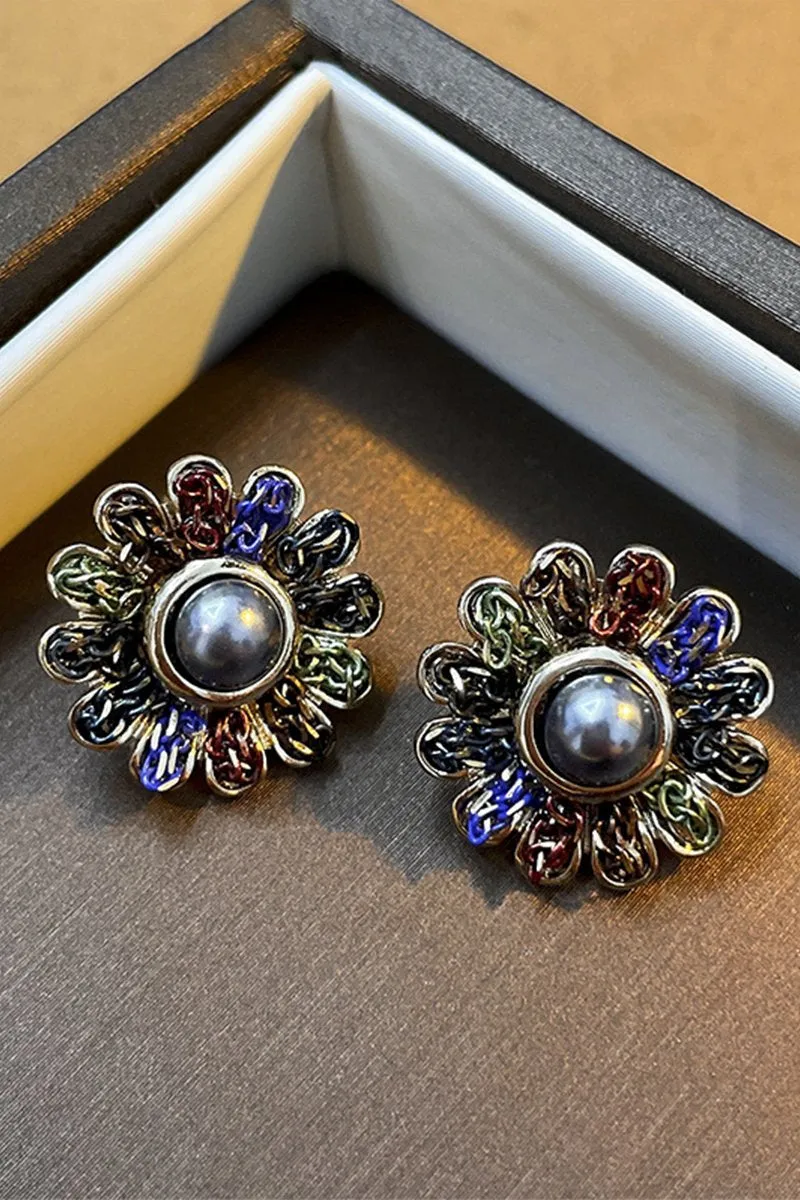 BEADS STUD FLOWER FASHION EARRINGS