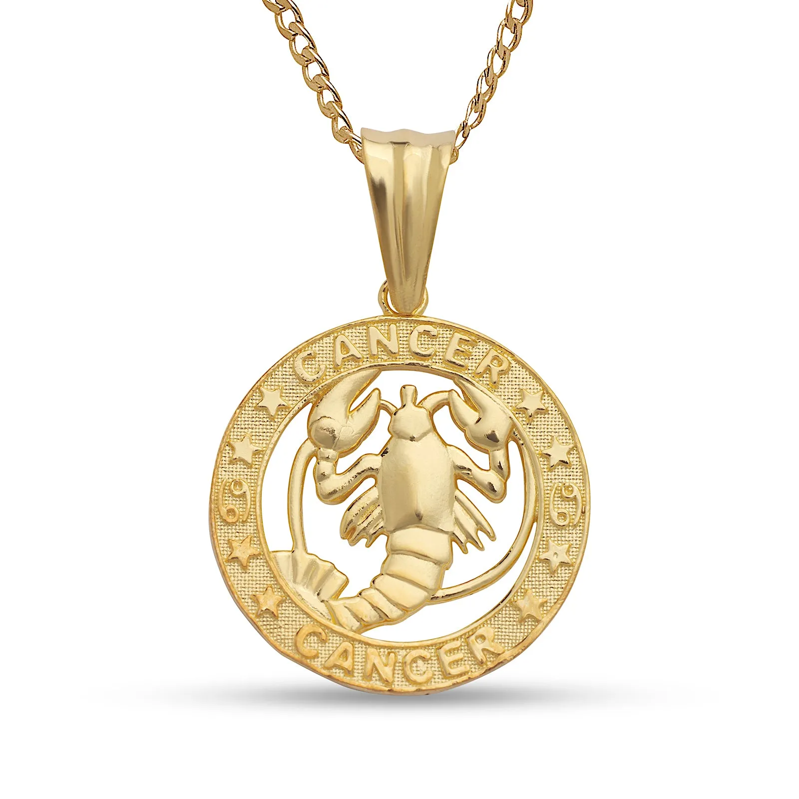 Better Jewelry 10k Yellow Gold Zodiac Sign Necklace w. Cuban Chain (Made in USA)