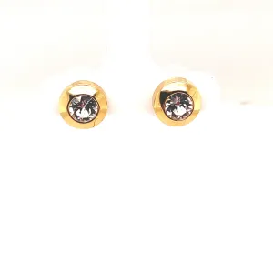 Bezel Set Cubic Zirconia Stud Earrings