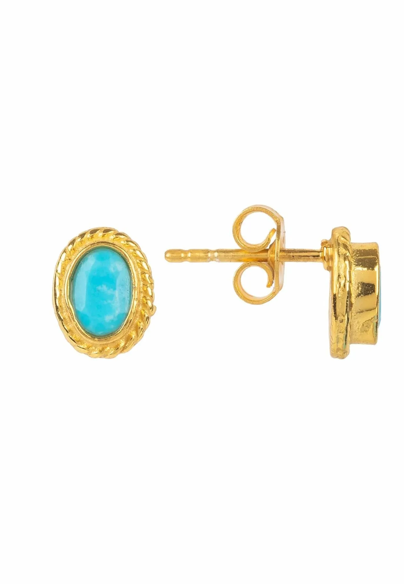 Birthstone Gold Gemstone Stud Earring December Turquoise