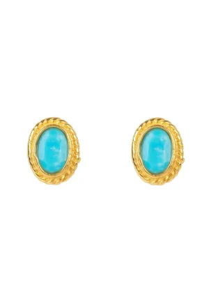 Birthstone Gold Gemstone Stud Earring December Turquoise