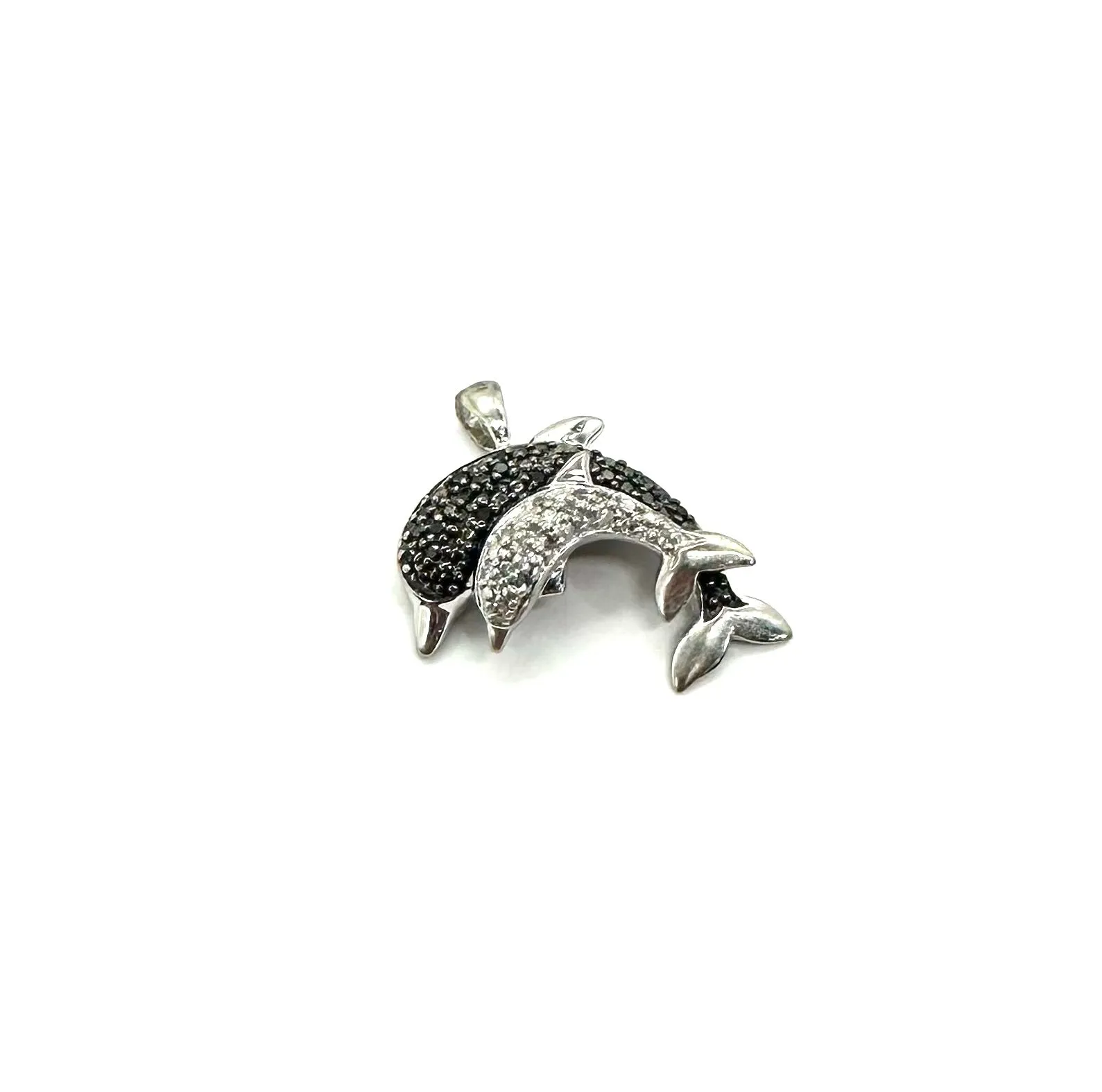 Black & White Diamond Dolphin Pendant