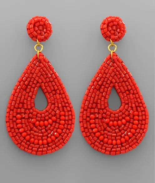 Bold Beaded Teardrop Earrings *Multiple Colors*