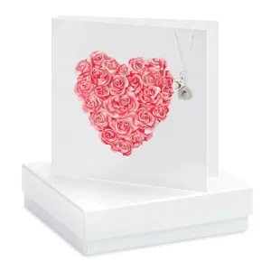 Boxed Rose Heart Locket Necklace Card