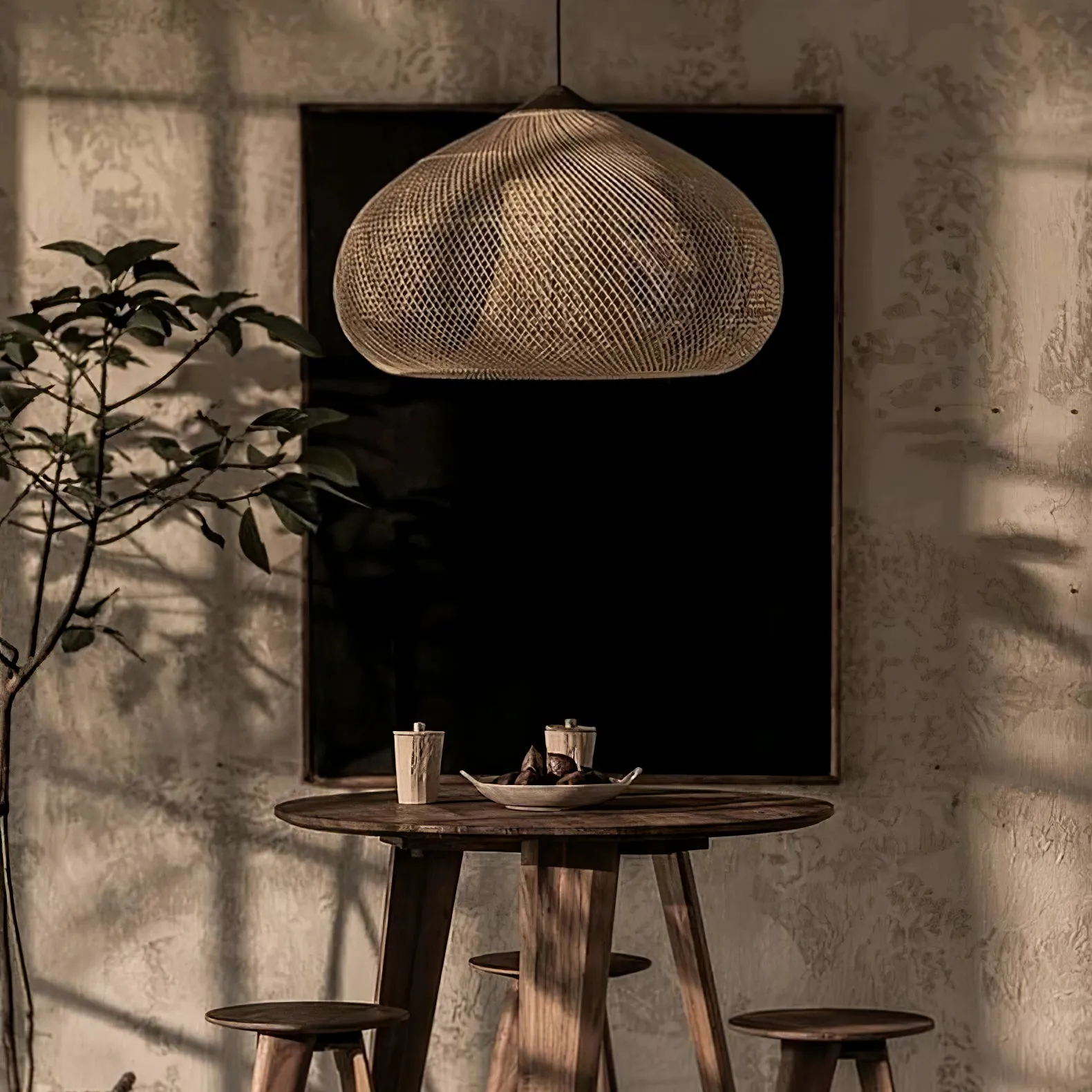 Braided Rattan Pendant Lamp