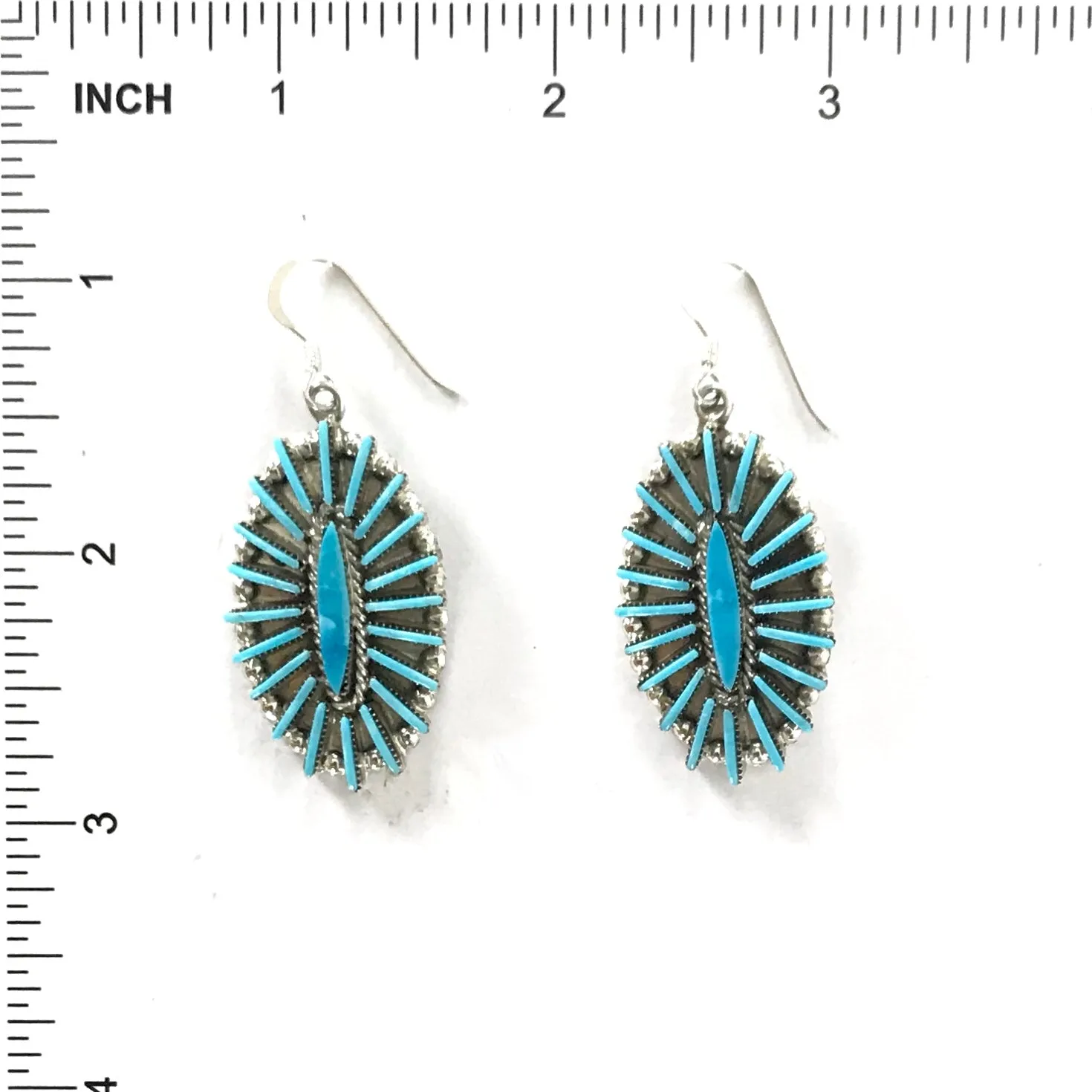 Carla Laconsello Turquoise Needlepoint Oval Dangle Earrings