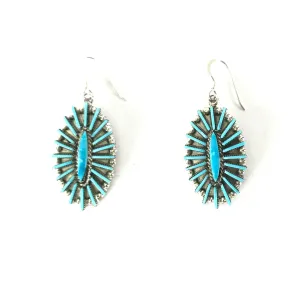 Carla Laconsello Turquoise Needlepoint Oval Dangle Earrings