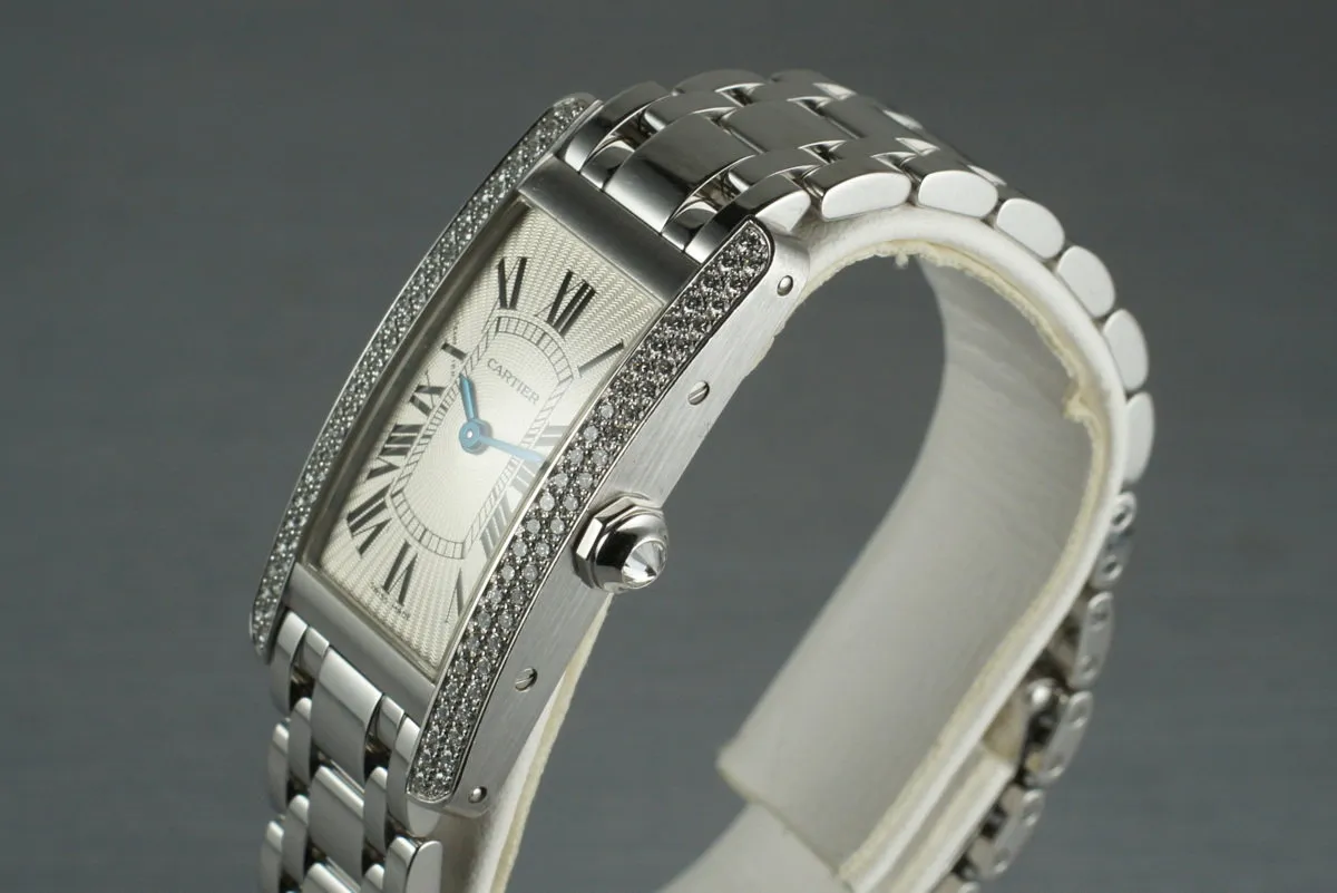 Cartier Ladies White Gold Tank Americaine WB7018L1 with Box and Service Papers