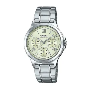 Casio Ladies' Multi-Hands Silver Stainless Steel Band Watch LTPV300D-9A1 LTP-V300D-9A1