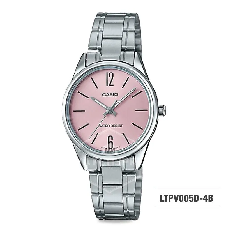 Casio Ladies' Standard Analog Silver Stainless Steel Band Watch LTPV005D-4B LTP-V005D-4B