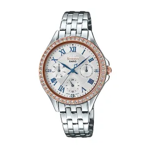 Casio Sheen Multi-Hand with SwarovskiÇ???Ç??€¸’??????’?????¶ôÇï¶ôíŸ????ƒ?ªǩ’?????¶ôÇï¶ôǝ?’?????¶ôÇï¶ôíŸ?ǯ¶ôÇû¶ô¶©?’?????¶ôÇï¶ôǝ???’??ǯ¶ôÇû¶ô¶©? Crystals Silver Stainless Steel Band Watch SHE3062SG-7A SHE-3062SG-7A