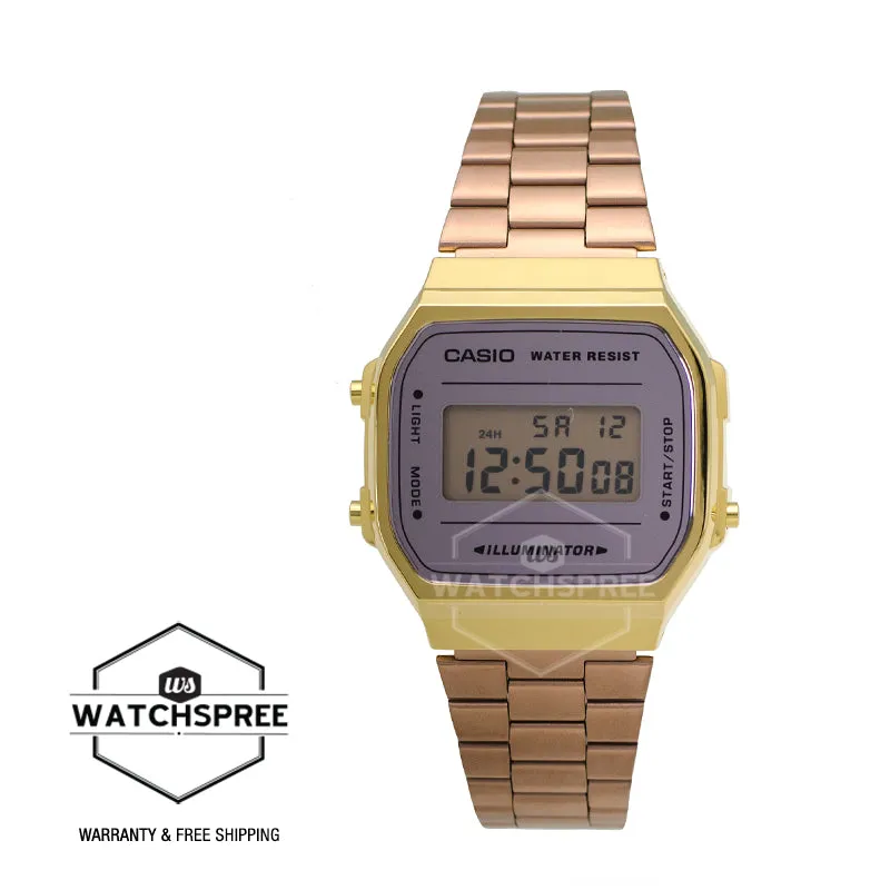 Casio Vintage Standard Digital Rose Gold Ion Plated Band Watch A168WECM-5D A168WECM-5