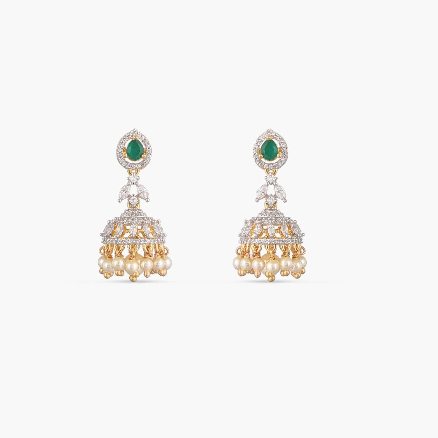 Classic CZ Silver Jhumka Earrings