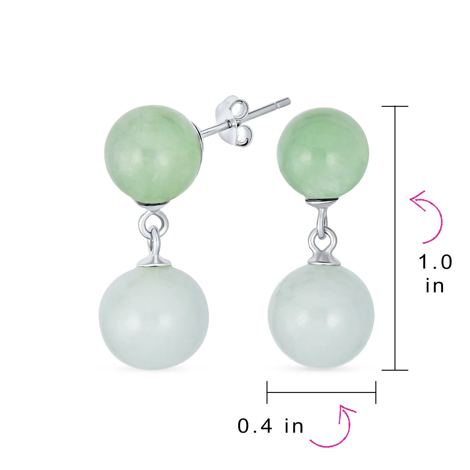 Classic Dangle Gemstone Earrings Aegean Teal Jade Double Round Sterling Silver