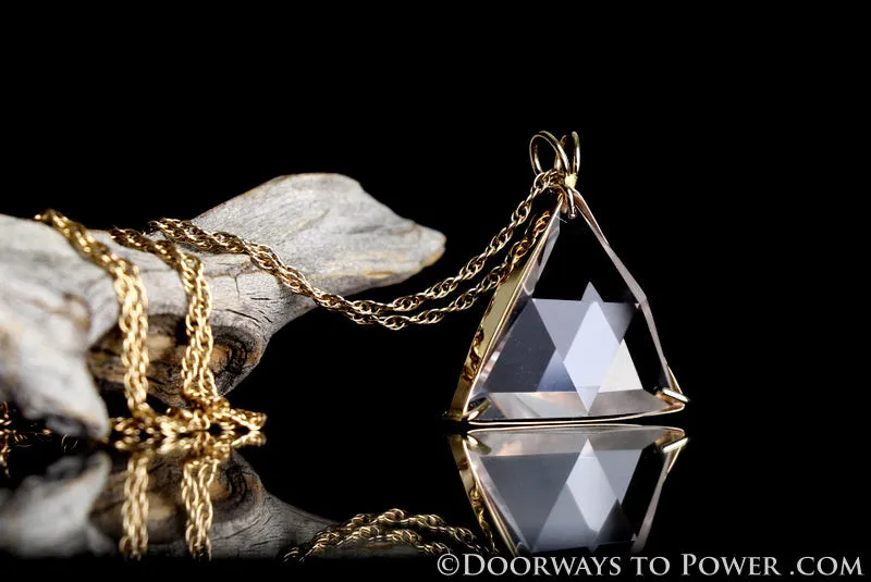 Clear Quartz Star of David Vogel Pendant 14k