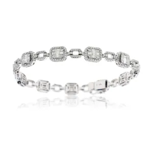 Cluster Style Diamond Tennis Bracelet