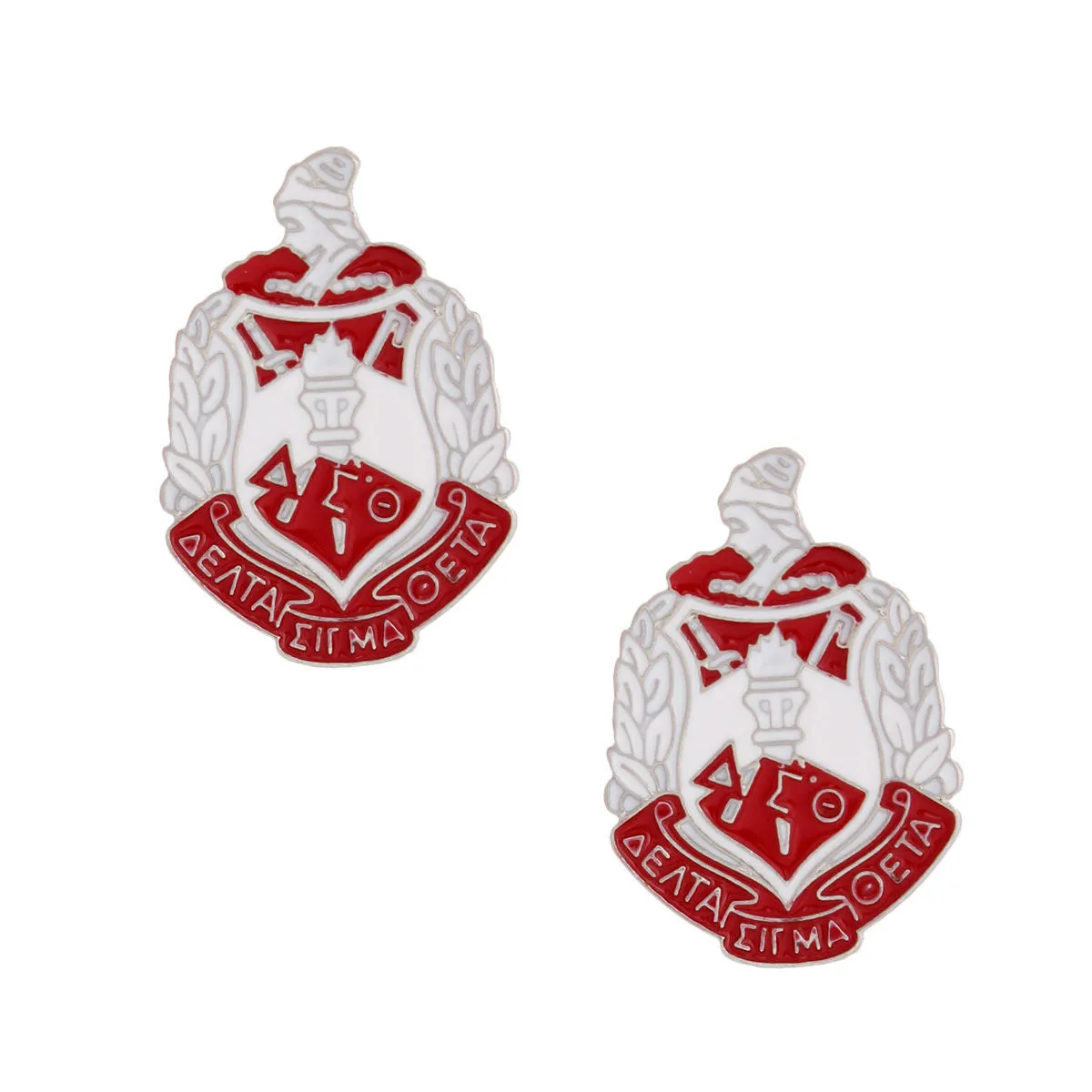 Delta Sigma Theta Inspired Red White Crest Delta Sigma Theta / DST Earrings Studs