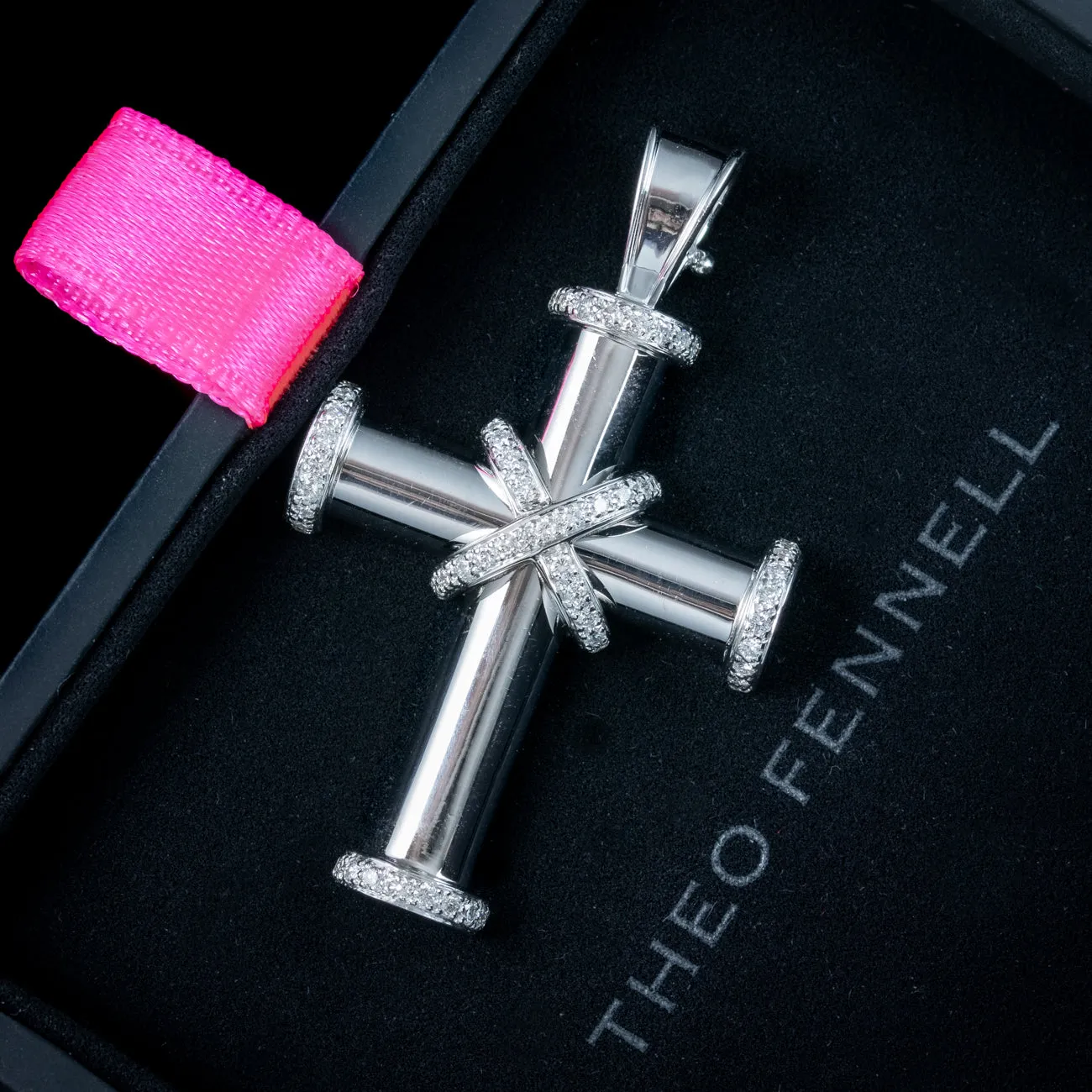 Diamond Cross Pendant 18ct Gold Theo Fennell With Box