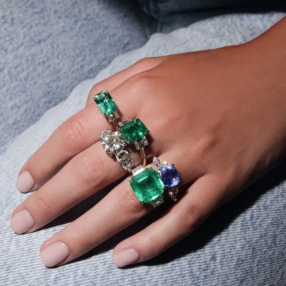 East West Colombian Emerald Ring