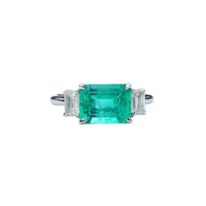 East West Colombian Emerald Ring