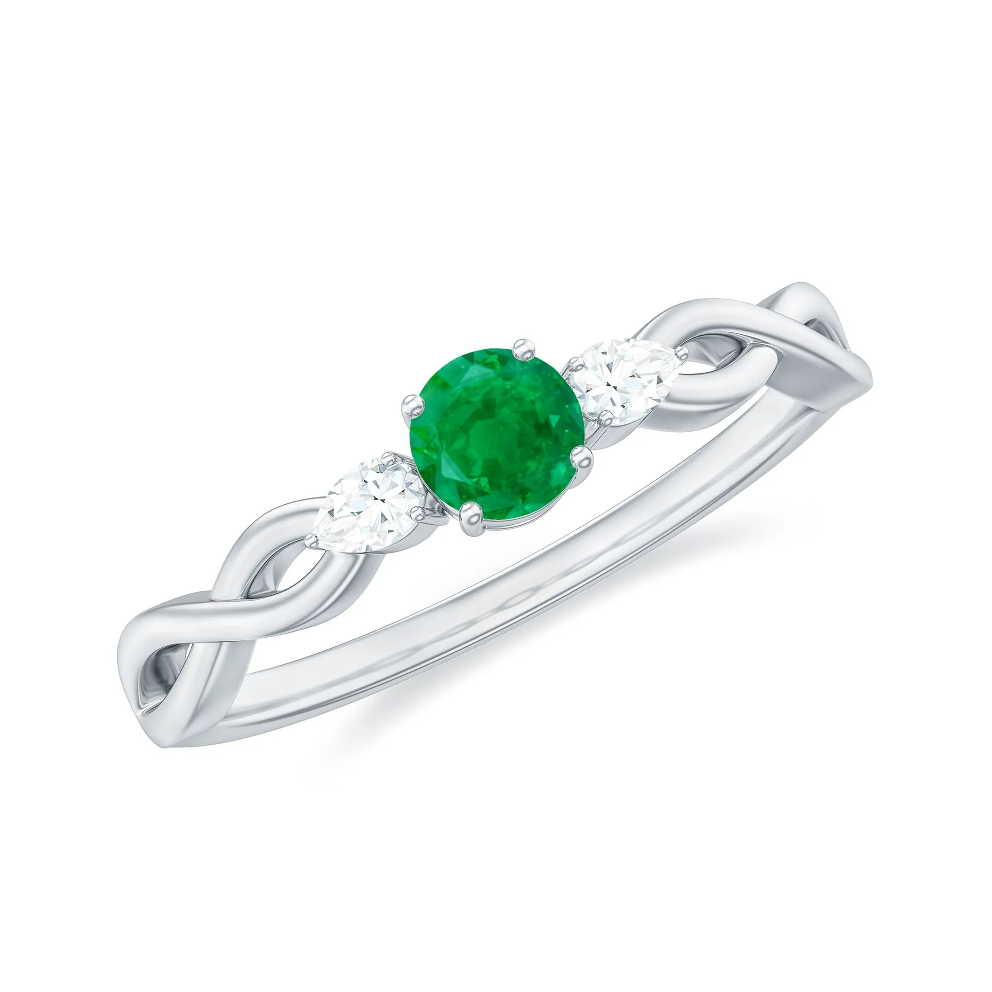 Emerald and Diamond Crossover Promise Ring