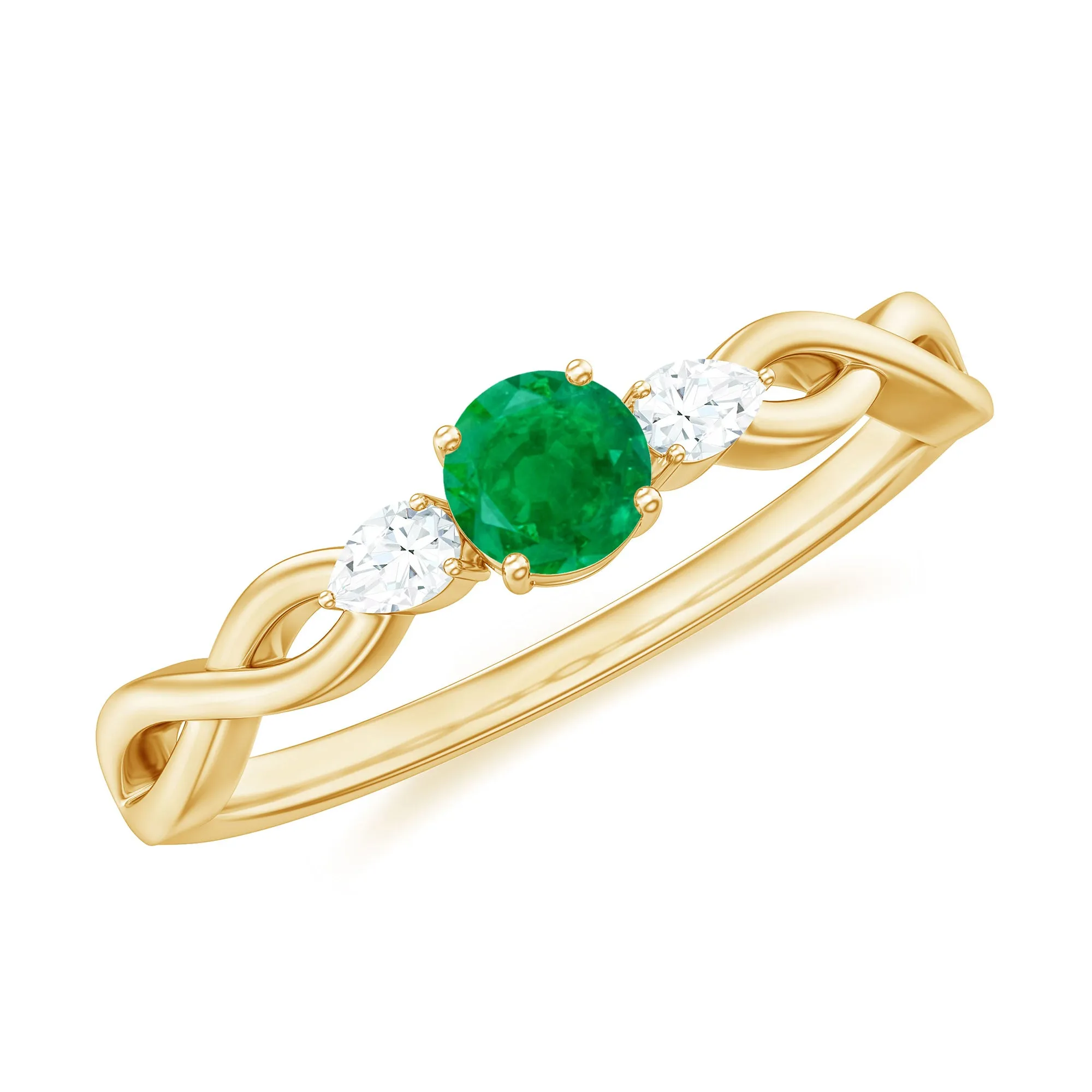 Emerald and Diamond Crossover Promise Ring