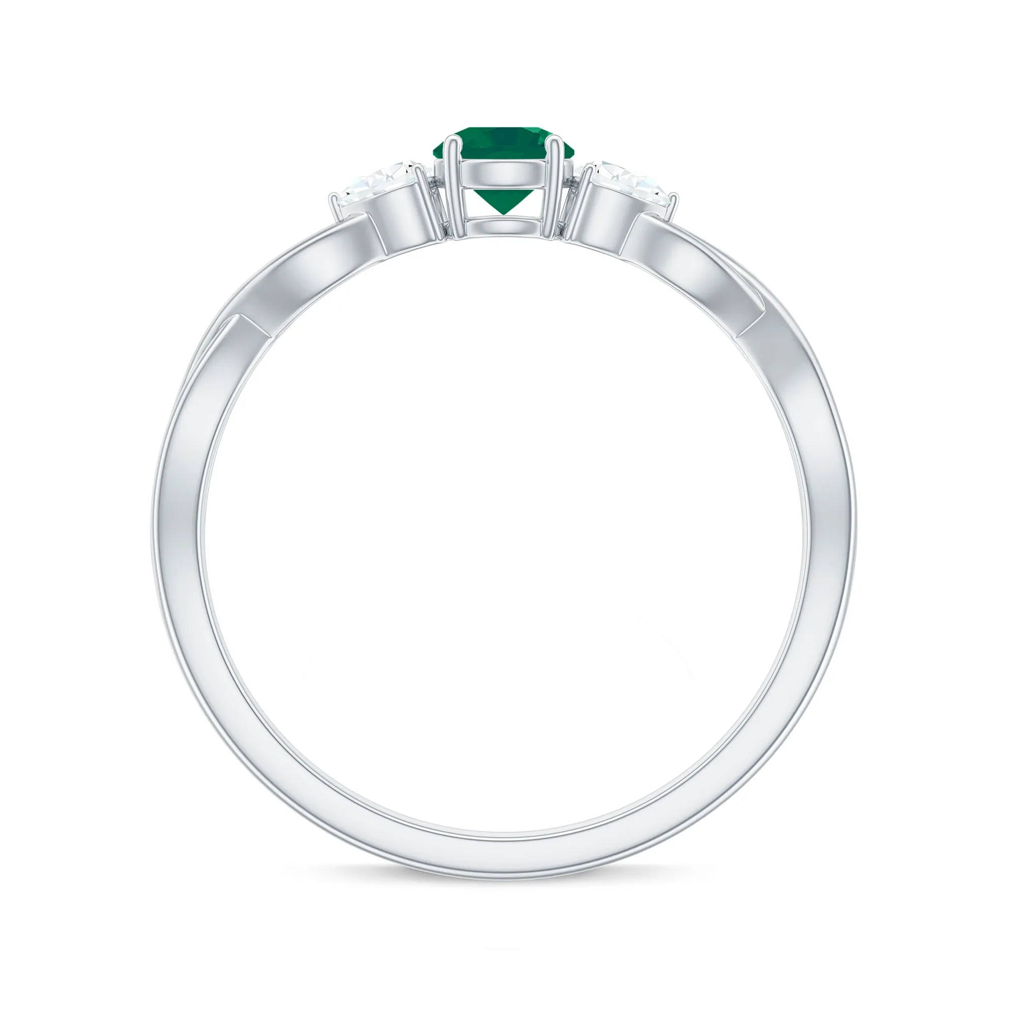 Emerald and Diamond Crossover Promise Ring