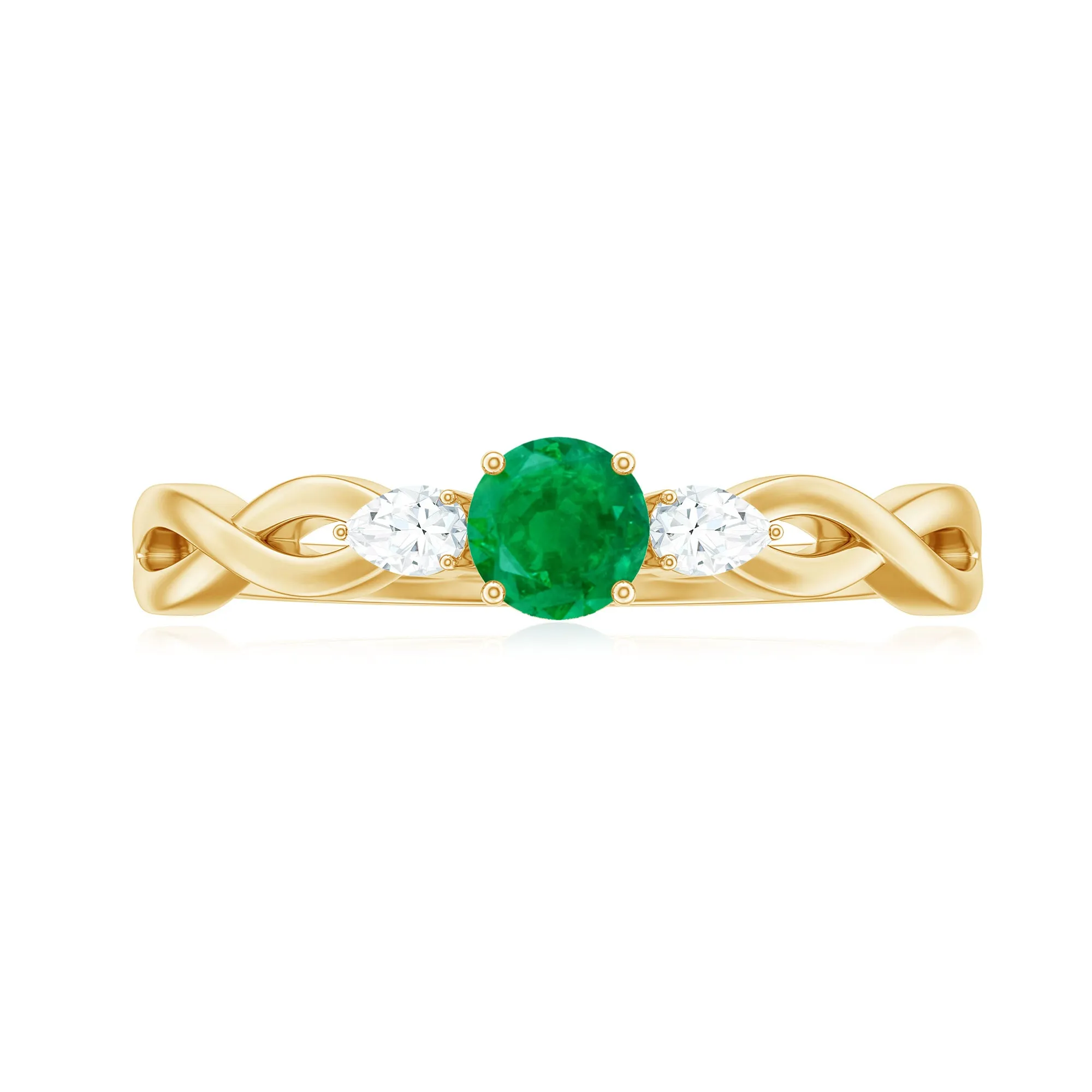 Emerald and Diamond Crossover Promise Ring