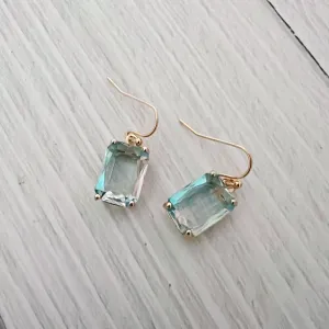 Emerald Cut Crystal Earrings