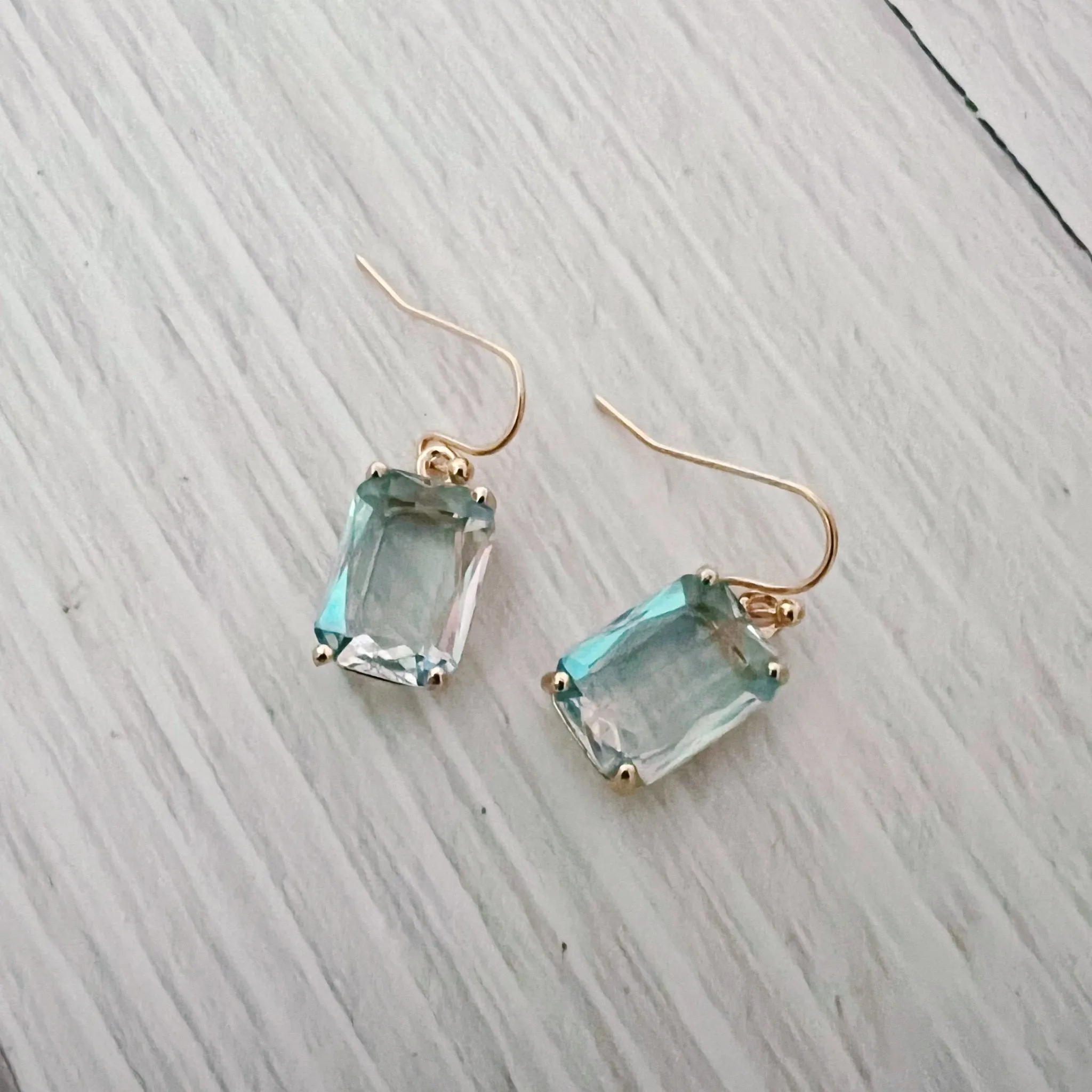 Emerald Cut Crystal Earrings