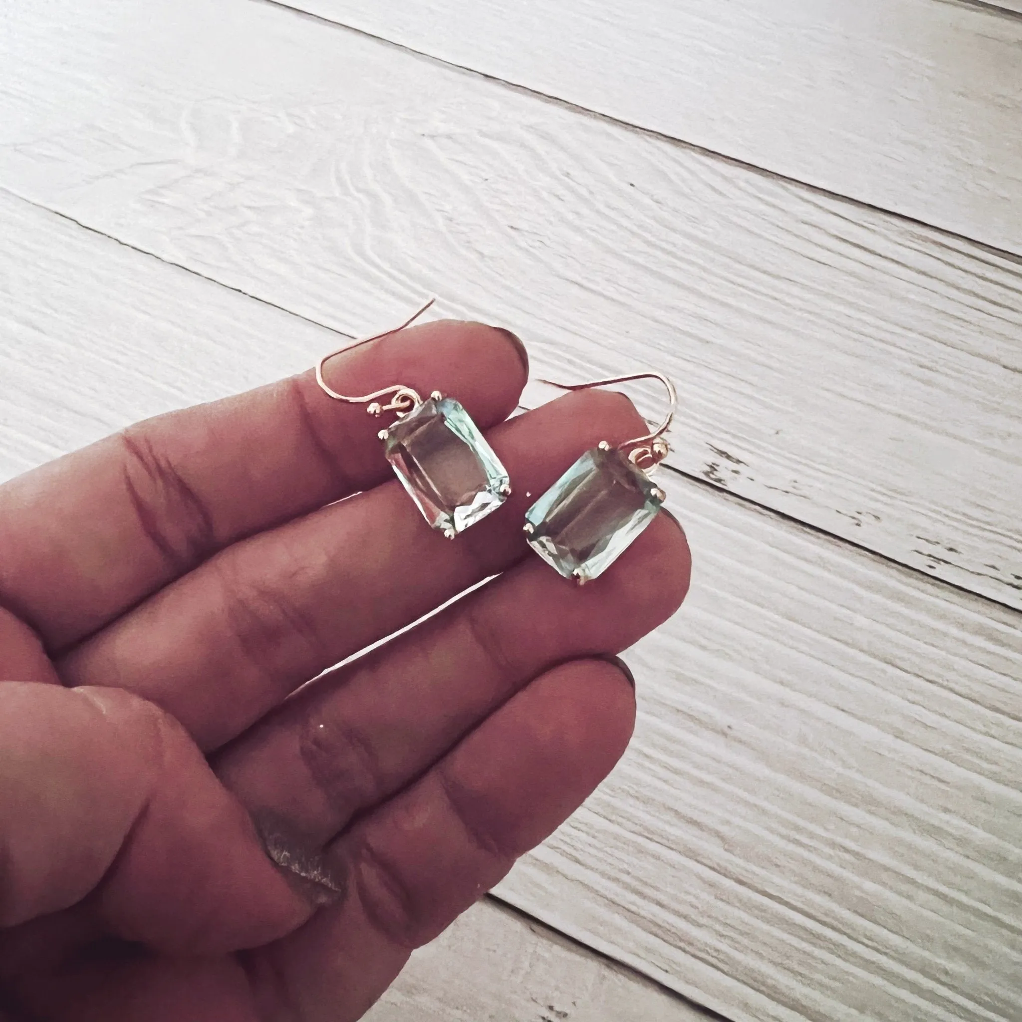 Emerald Cut Crystal Earrings