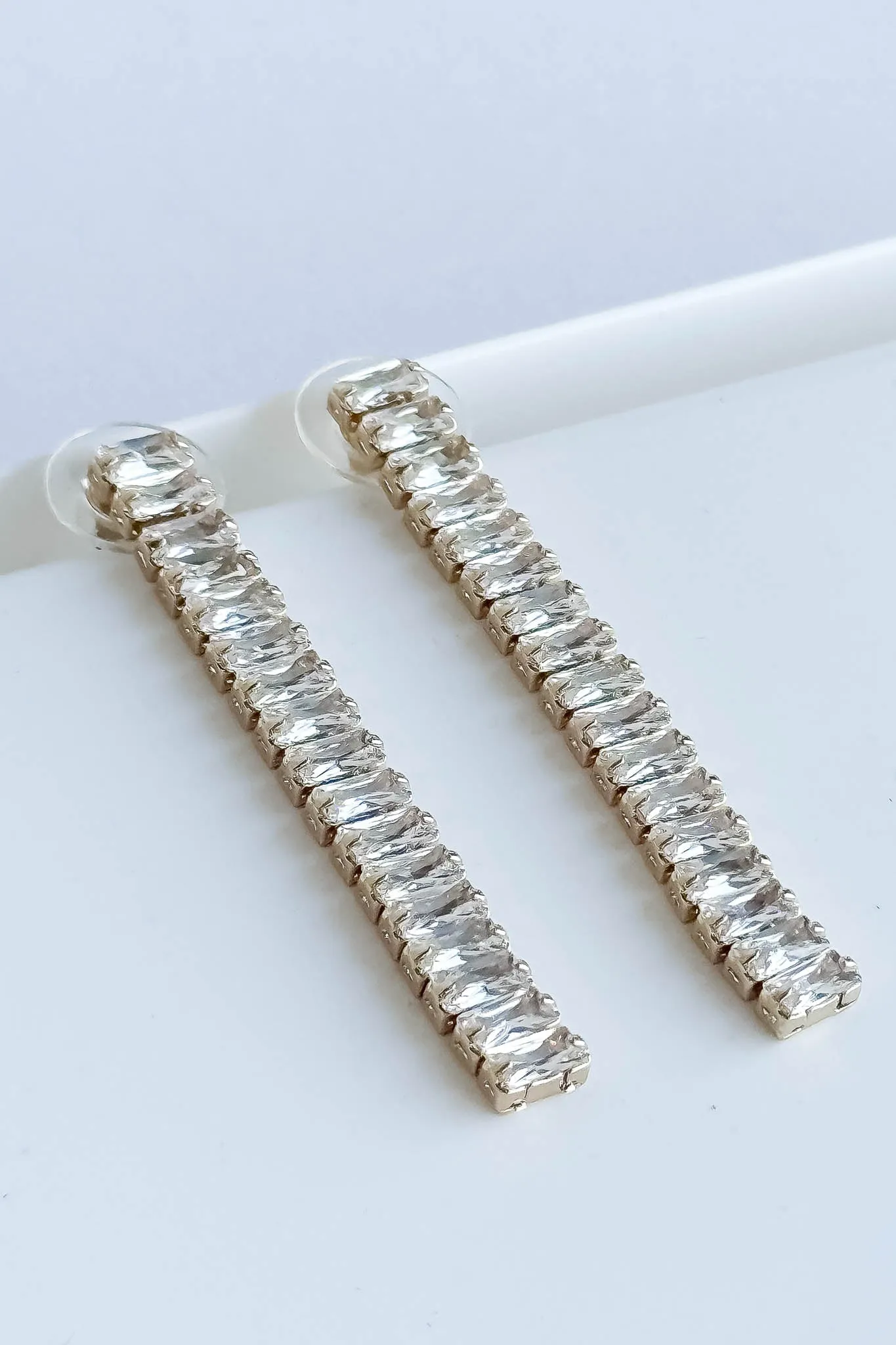 Emerald Cut Line Earrings