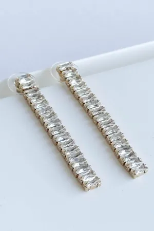 Emerald Cut Line Earrings