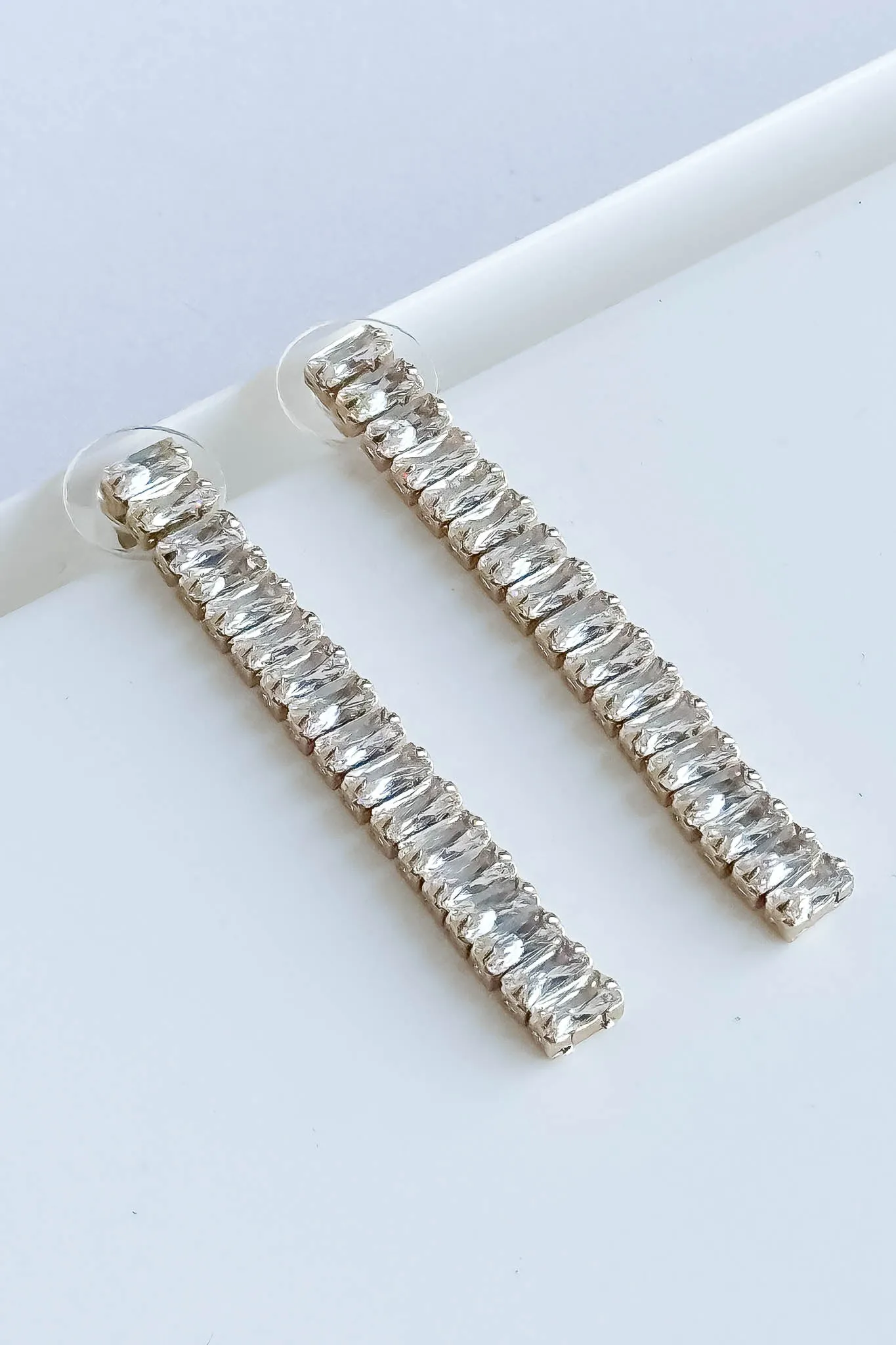 Emerald Cut Line Earrings