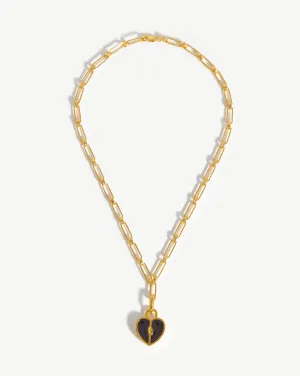 Engravable Heart Locket Aegis Chain Necklace | 18k Gold Plated