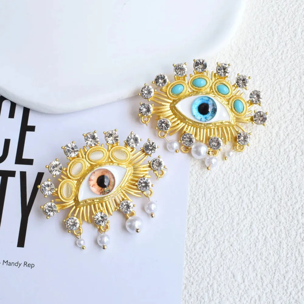 Eye Of Providence Earring - Multicolors Gemstone Eyes Shaped Dangle