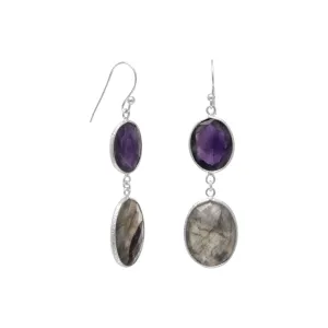 Freeform Amethyst and Labradorite Earrings