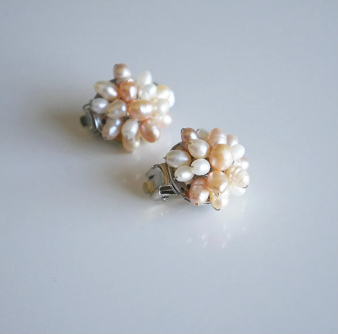 Freshwater Pearls Clip Earrings  .925 sterling silver