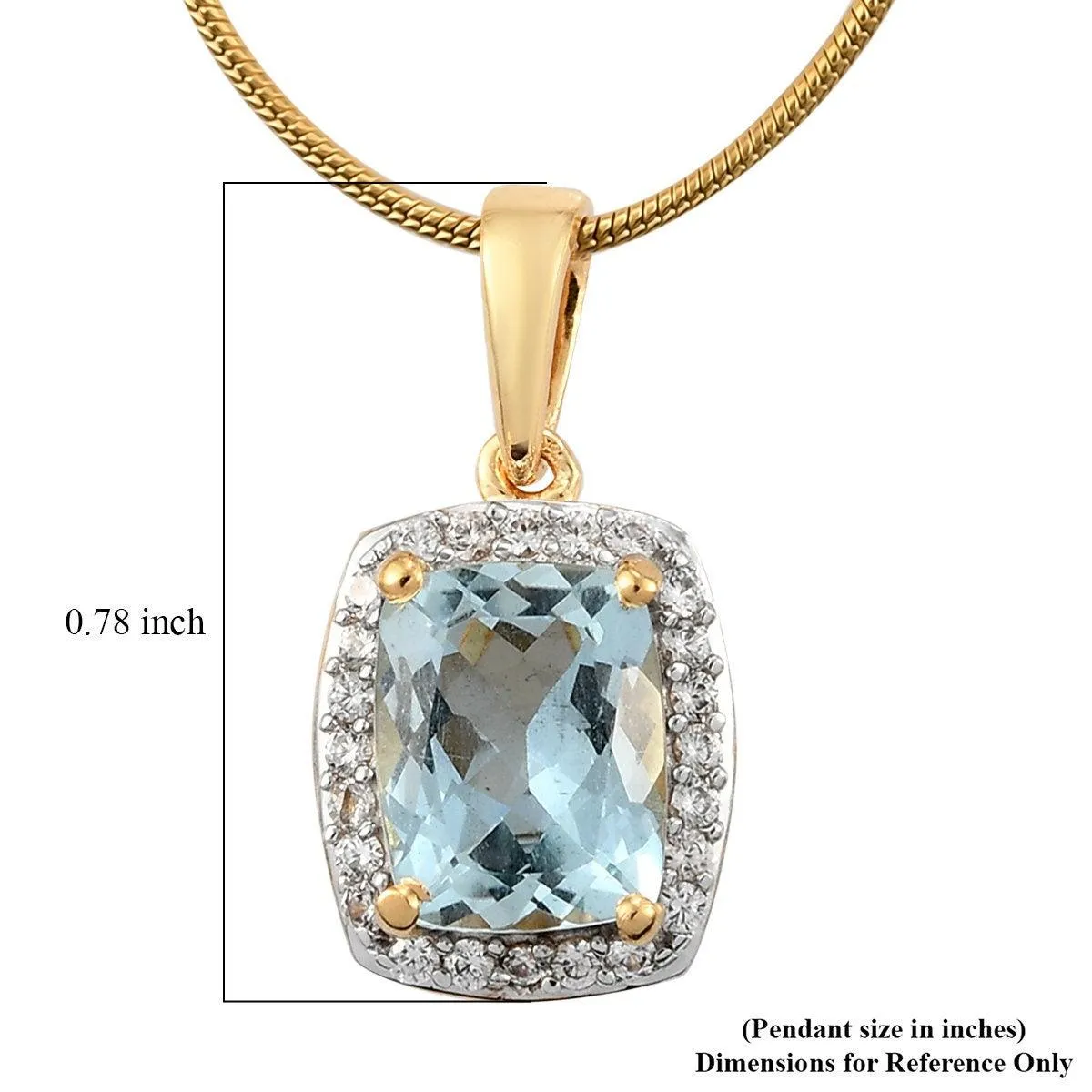 Genuine Aquamarine Halo Pendant, Cushion exotic Gemstone Necklace, 925 Sterling Silver Halo Pendant, Yellow Gold, March Birthstone