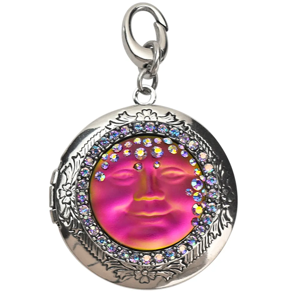 Goddess Mystic Seaview Moon Love Never Dies Locket Open Ring Charm (Silvertone/Mystic Iridis)