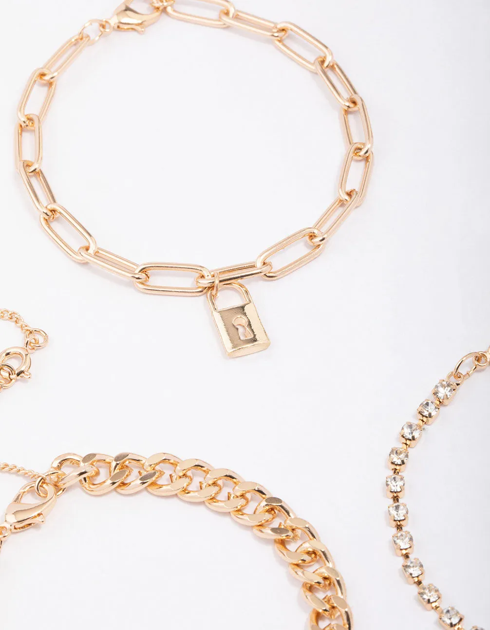 Gold Diamante Locket Anklet & Bracelet