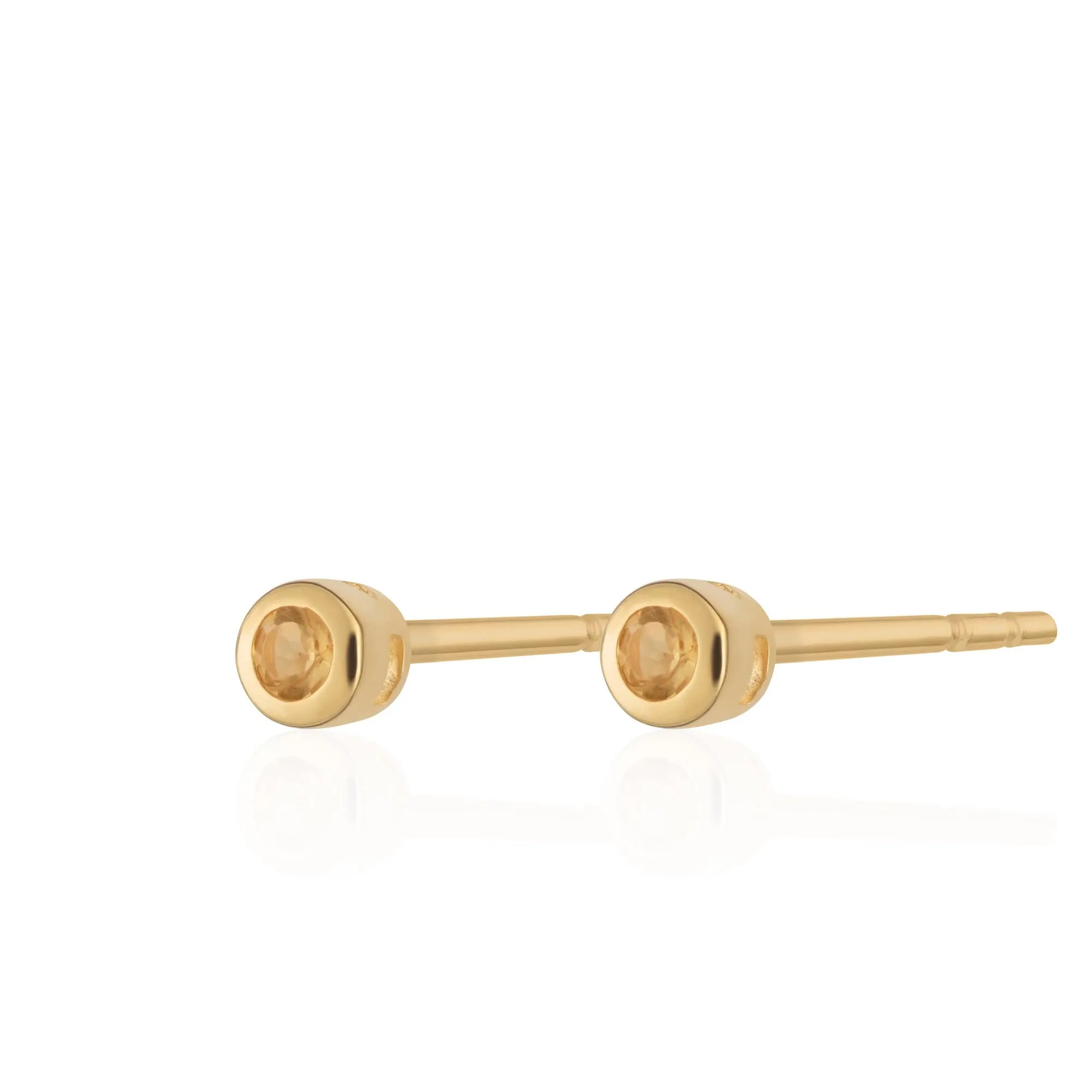 Gold Plated November Birthstone Teeny Stud Earrings (Citrine)